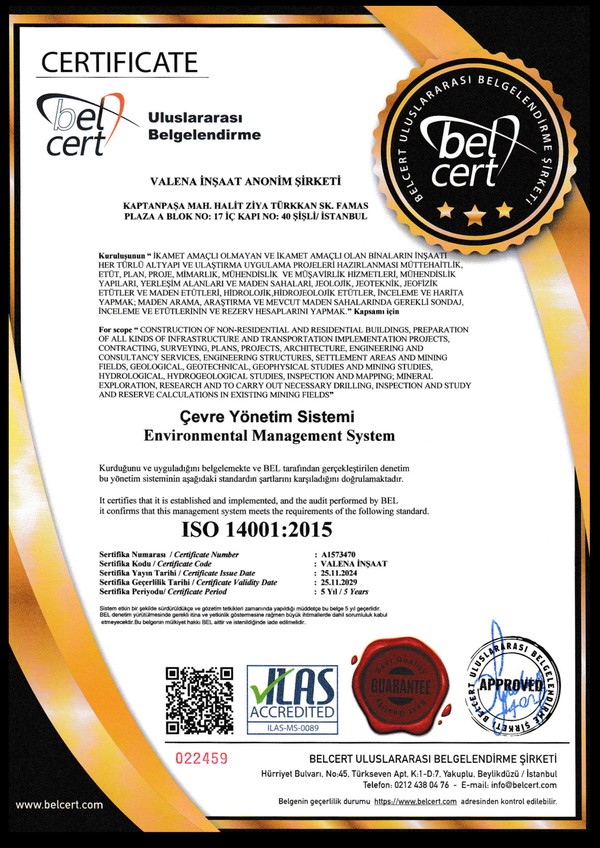 ISO 14001:2015 sertifikası