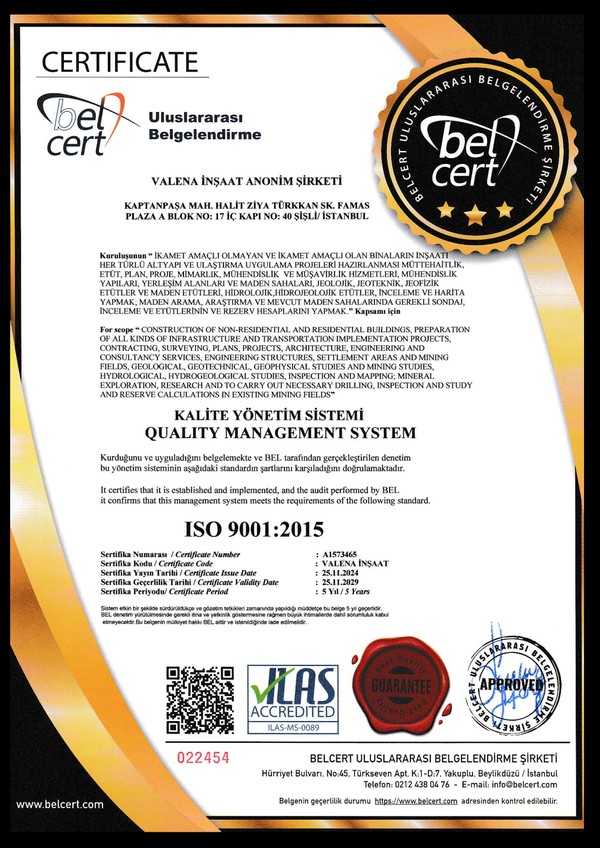 ISO 9001:2015 sertifikası